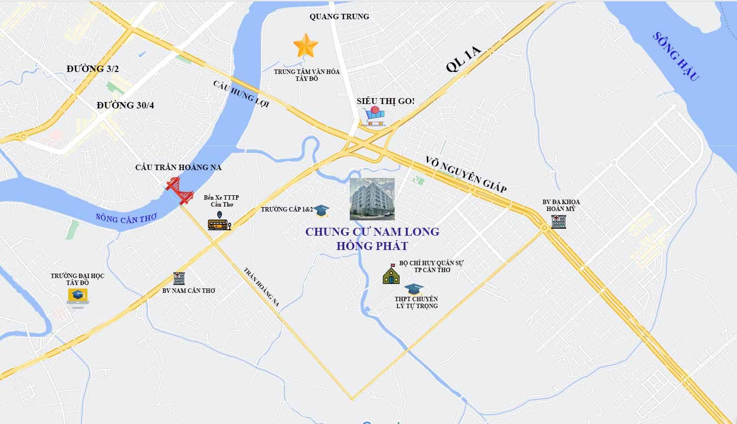 Vị trí Nhà ở xã hội Nam Long – Hồng Phát tại KDC lô 8C, Cái Răng
